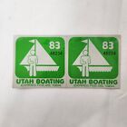 2 Vintage 1983 Utah Boating Decal Sticker Registration License Sail Water Boat