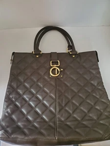 J Crew Quincy Leather extra large Tote Bag Handbag Brown Quilted Effect. - Picture 1 of 7