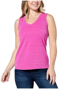 Colleen Lopez Knit Eyelet Tank Top Fuchsia - Picture 1 of 1