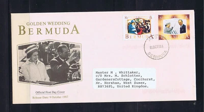 Bermuda 1997 Golden Wedding Anniversary - First Day Cover - Used - Addressed - Image 1 of 2