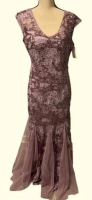 Alex Evenings Icy 兰花紫色亮片刺绣小号礼服 8 码 269 美元 — 第 1/2 张图片