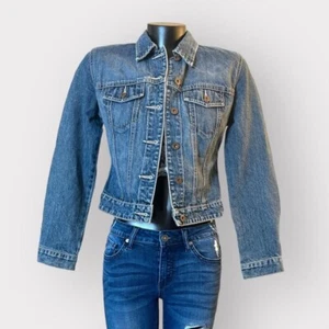 GAP VINTAGE Y2K Denim Cropped Trucker Jacket Womens XS Blue Jean Pockets Classic - Bild 1 von 9
