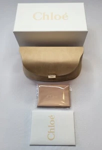 CHLOE GROSSE BEIGE HALBHARTE SONNENBRILLENHÜLLE mit WEISSER BOX KARTE & REINIGUNGSTUCH - Bild 1 von 8