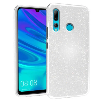 Custodia Brillantini Cover Glitter 3 in 1 per Huawei P Smart Plus 2019 Argento - Immagine 1 di 4