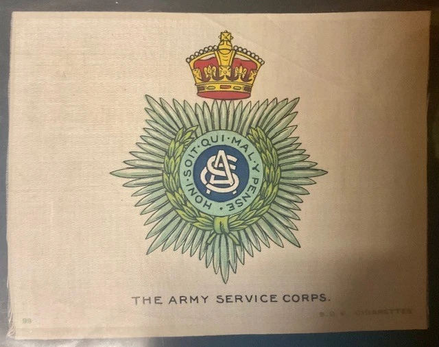 BDV SILK CIGARETTE CARD-REGIMENTAL COLOURS AND CRESTS-G Size ARMY SERVICE CORPS - Image 1 of 1