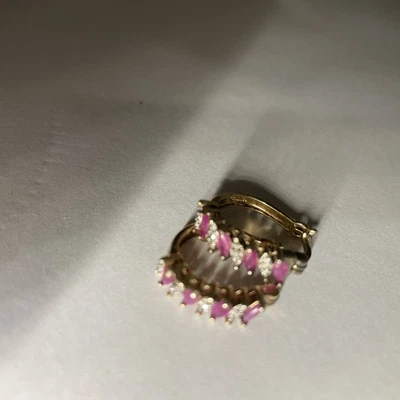 Pendientes Ross Simons Chapados en Oro 925 Marqués Creados en Laboratorio Rubíes y Circonita cúbica Foto 1 de 4