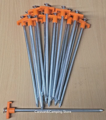 PENNINE 20 x Heavy Duty Hard Ground 25cm Rock Peg Orange Haken Top Camping Vorzelt Zelt