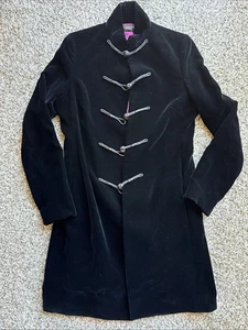 Abrigo Chaqueta Mujer Shanghai Tang Terciopelo Negro Cuello Alto Raro Talla US 10 - Imagen 1 de 7