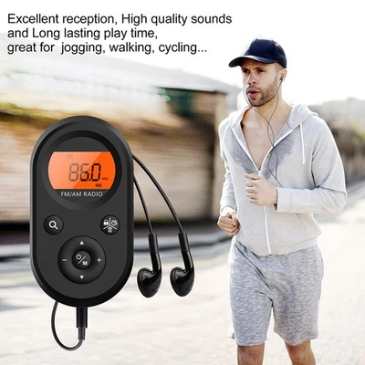 Portable AM/FM Pocket Radio Mini Walkman Digital LCD Screen with 3.5mm Earphone - Bild 1 von 4