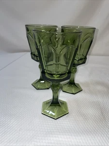 Fostoria Virginia Green Footed Water Wine Goblets. Set of 3. - Picture 1 of 5