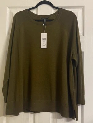 Pullover manga raglán lana merino serpiente Eileen Fisher nuevo con etiquetas $228 1X Foto 1 de 4