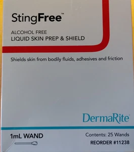 DermaRite #11238 StingFree Liquid Skin Prep & Shield Wands 1mL Wand 25 Per Box - Picture 1 of 3
