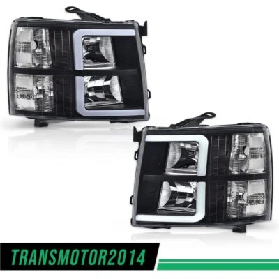 LED Bar Tube Headlights Fit For 07-13 Chevy Silverado 1500 2500 Black - Image 1 of 4