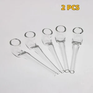 Reusable 2 pcs Glass Cigarette Tobacco Smoking Pipe 100MM Herb Smoke Pipes Gift - Picture 1 of 6