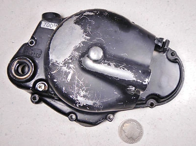 79 SUZUKI DS185 RIGHT SIDE CLUTCH COVER & OIL INJECTION PUMP HOUSING - Image 1 of 4