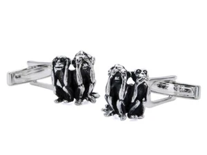 BROOKER Manschettenknöpfe drei Affen Silber - Picture 1 of 1