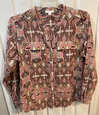 Blusa Charter Club para mujer con botones rosa cachemira talla XL manga larga lengüeta enrollable Foto 1 de 4