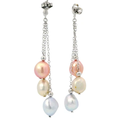 HONORA Sterling .925 Genuine "Wildflower" Multi-Color Pearl 8mm Dangle Earrings - Image 1 of 4