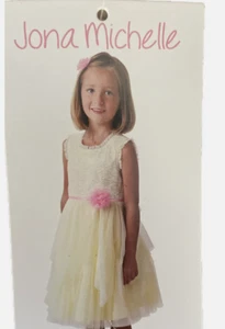 Jona Michelle Girls Lace Dress Multicolor Sequins-J(BUTTERCREAM 5)NWT - Picture 1 of 3