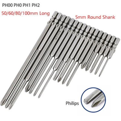 PH0 PH1 PH2 Phillips Head Screw Bit Magnetic Long Impact Driver Drill 5mm Shank - Image 1 of 4