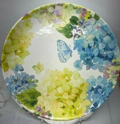 Juego De 4 Platos De Cena Melamina Floral Azul Hortensia Nuevo Chabby Chic 10 7/8"  Foto 1 de 4