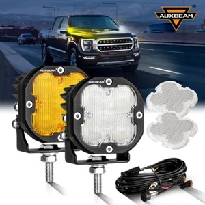 Cubos de luz de trabajo LED AUXBEAM 3" 80W vainas de inundación ámbar blanco todoterreno luz de conducción - Imagen 1 de 12
