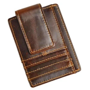 Genuine RFID Leather Magnet Money Clip Credit Card Case Holder Slim Wallet A ... - Picture 1 of 7