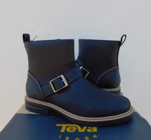 TEVA BLACK ROWENA BUCKLE WATERPROOF LEATHER MAXCOMF BOOTS, US 9/ EUR 40 ~NIB - Picture 1 of 5