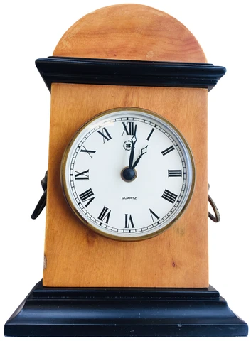Bey-Berk International Clock Quartz France Oak Brass Lion Head Mantel 10" Tested Cover