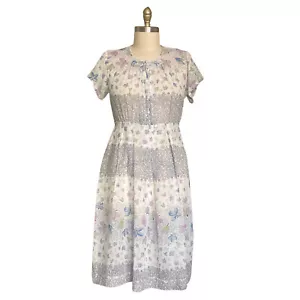 Vintage 1940s Plus Size Sheer Floral Print Dress | 1940s Vintage Plus Size Dress - Picture 1 of 10