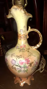 ANTQ Porcelain Urn Table Lamp◇Hand Painted Tulips◇Gold Gilding◇Working Beauty◇A+ - Picture 1 of 6