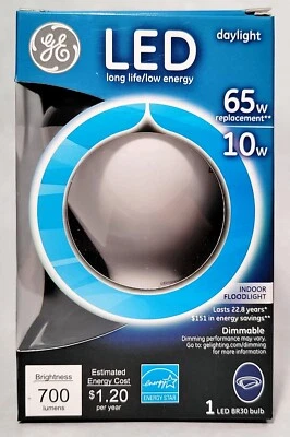 GE LED BR30 Indoor Floodlight Med Base 10 Watt 65 Watt Replacement NEW 700 Lumen - Image 1 of 4