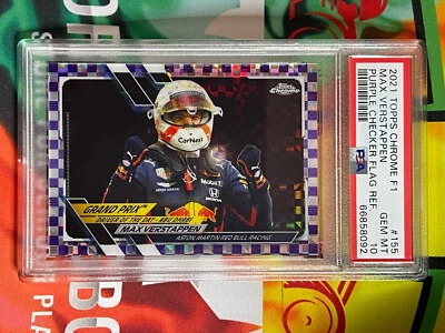 2021 Topps Chrome F1 #155 Max Verstappen PSA 10 GEM /199 Purple Checker Flag - Image 1 of 2