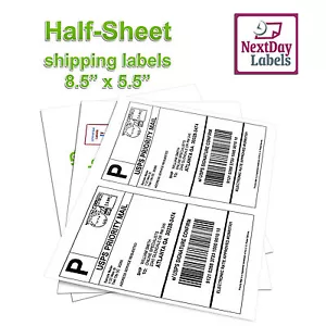 500 halbes Blatt Versandetiketten selbstklebend 8,5x5,5 leer 2 Etiketten pro Blatt - Bild 1 von 7