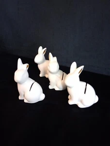 4 White Bunny Rabbit Place Holders. #140 - Picture 1 of 11