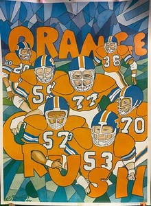 NFL Denver Broncos Orange Crush Vintage Vernon Rowlette Collectable Poster - Picture 1 of 3