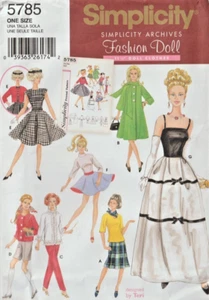 ROPA DE MUÑECA DE MODA Barbie y otras muñecas de 11,5" patrón de archivo de simplicidad 5785 - Imagen 1 de 2