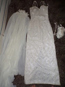 Vintage St. Tropez Größe 10 Brautkleid Spitze Perlen Perlen Creme Elfenbein - Bild 1 von 13