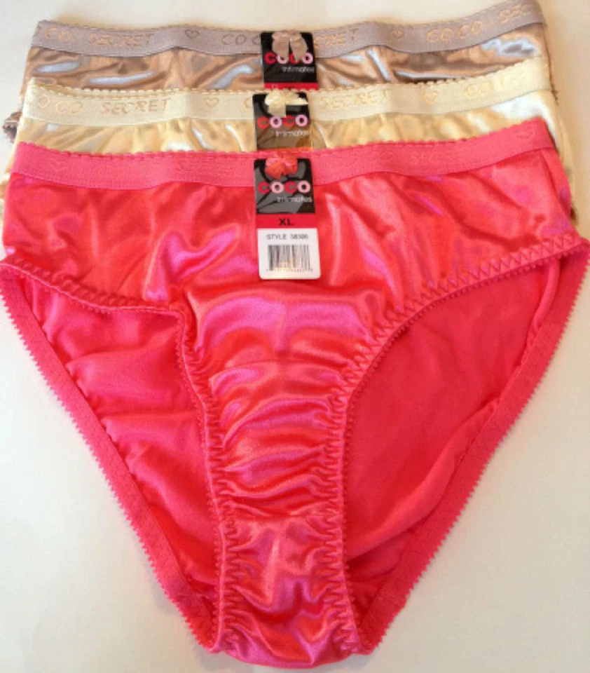 COCO SECRET  LOT OF 3 HIGH CUT / FRENCH CUT BIKINI SAND IVORY CORAL SIZE  LARGE - Image 1 of 1