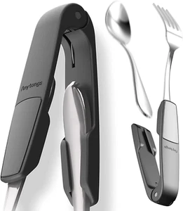 As Seen on SHARK TANK - Turn Eating Utensils into Versatile Tongs (1-Pack, Black - Picture 1 of 12