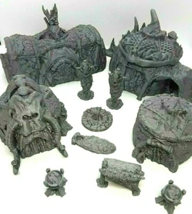11 pezzi terreno paesaggistico villaggio tribale barbaro mini dungeons & draghi D&D - Foto 1 di 9