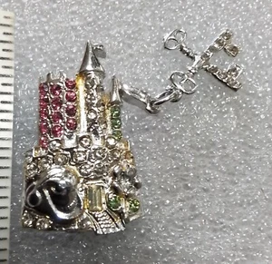 Vintage 1970 Lindeburg "Schlüssel zum Schloss" Strass Schloss mit Schlüssel Brosche - Bild 1 von 18