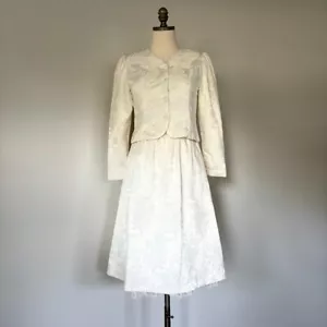 Jessica McClintock Skirt Blazer Set Ivory Victorian Wedding Bridal Girl 14 Sz XS - Picture 1 of 18