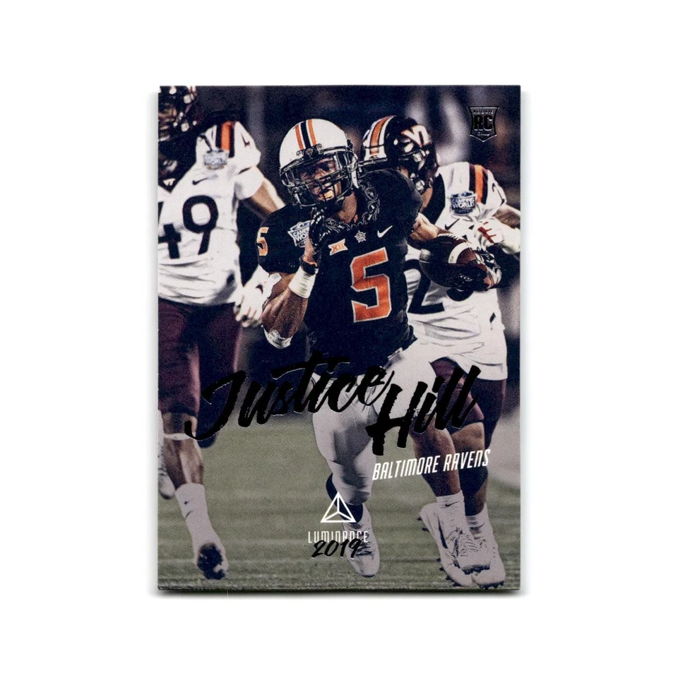 Justice Hill Rookie 2019 Panini Luminance #157 Baltimore Ravens Football Card NM - Image 1 of 3