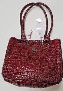 NWT EMILIE M Morgan Maroon ZIP TOP HANDBAG SATCHEL  - Picture 1 of 5