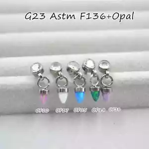 10 Stck. G23 Astm F136 CZ Opal Lippe Labret Ring Bar Ohr Knorpel Helix Tragus Nieten - Bild 1 von 14
