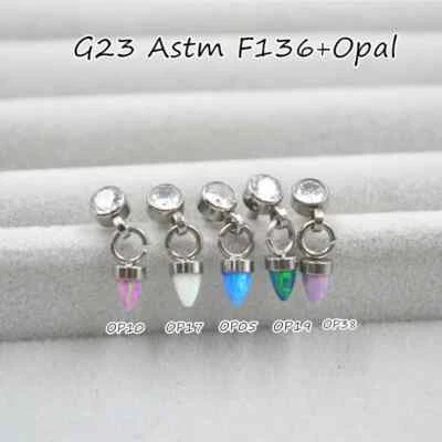 10 piezas G23 Astm F136 circonita cúbica ópalo labio labret anillo barra oreja cartílago hélice tragus pernos Foto 1 de 4