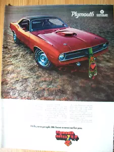1970 Plymouth Hemi Cuda Barrucuda con cappuccio shaker grande-mag pubblicità auto - cravatta psico - Foto 1 di 1