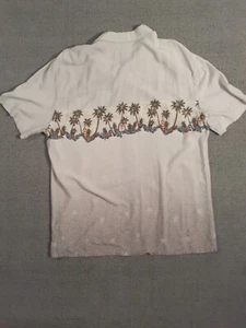 Island Shores Camicia Hawaiana Uomo Grande Beige Motivo Floreale Bottoni Rayon - Foto 1 di 10