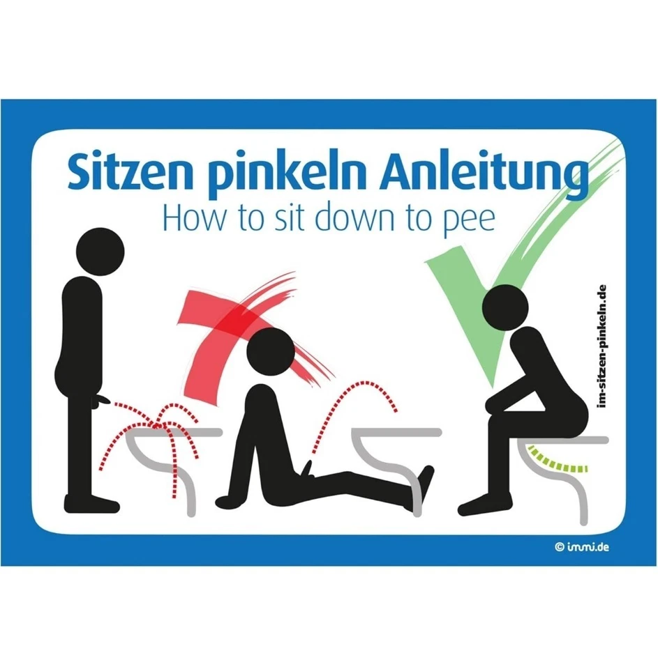 Aufkleber Schild Toilettenordnung Im Sitzen Pinkeln Regeln Badezimmer Sit Pee - Bild 1 von 1